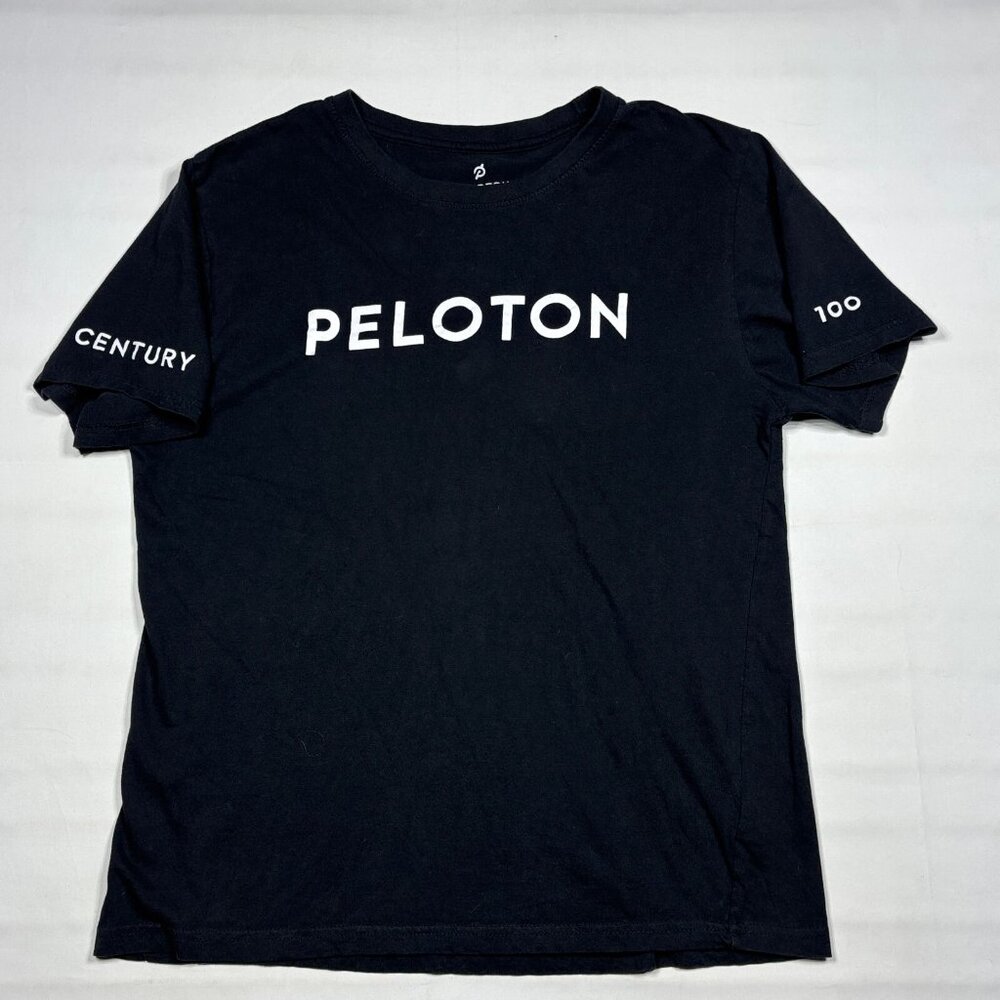 Peloton Century 100 Club Shirt Black Short Sleeve Gym Cycling Workout Tee Large
